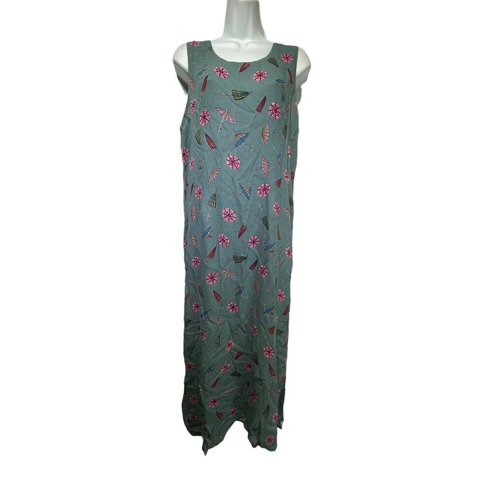 Zashi sleeveless reversible umbrella print long maxi dress Size L